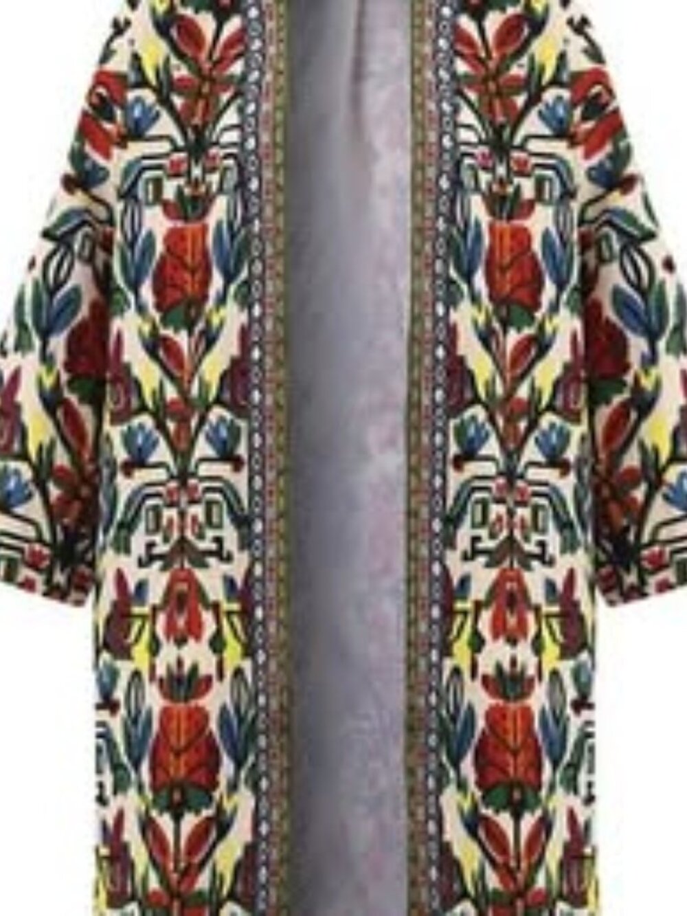 Tribal Printed Embroidered 3/4 Sleeve Kimono Cardigan (5XL)